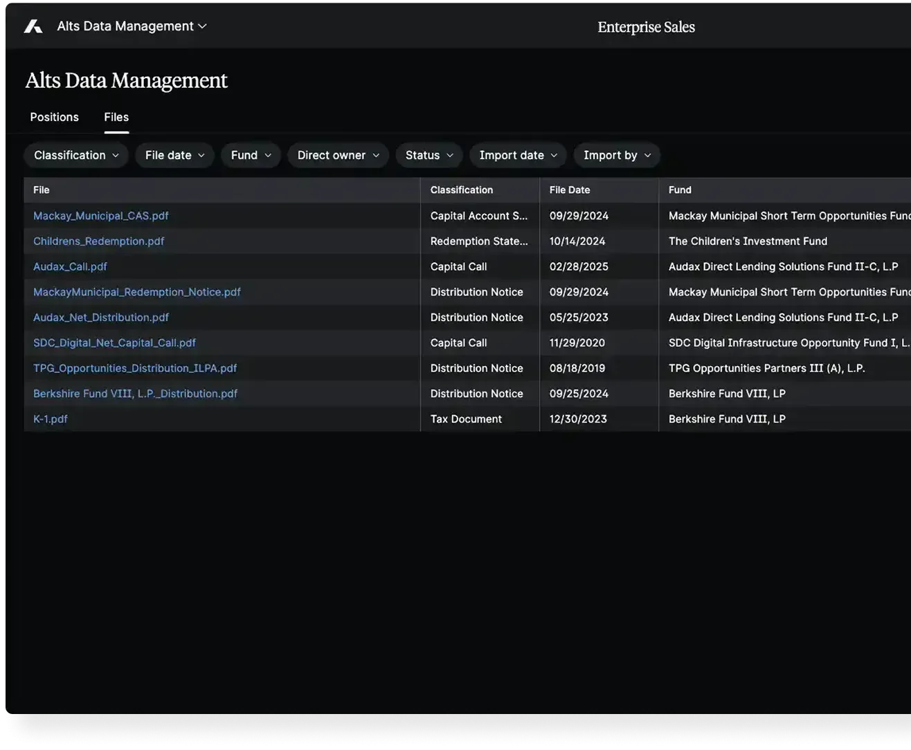 Manage your alternatives with ease, with Addepar's automated alternatives management tool.