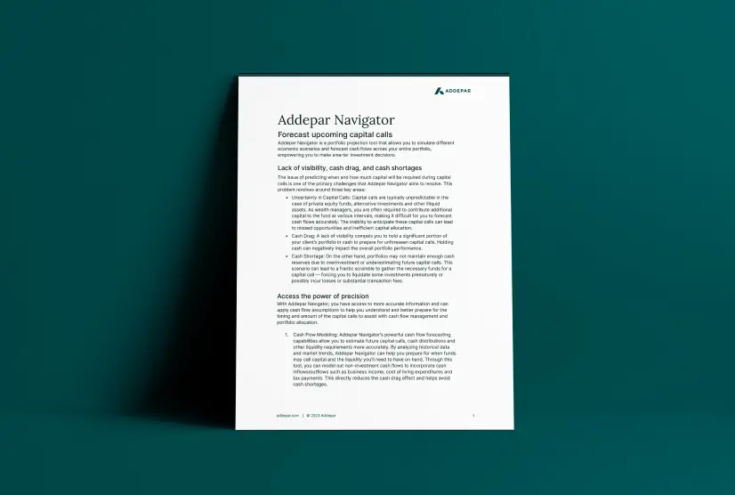 Prepare for Capital Calls with Addepar Navigator